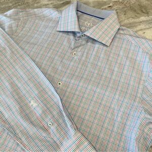 Bugatchi Uomo Men's 15.5 | 34/35 Multi-Color Plaid 100% Cotton Dress Shirt